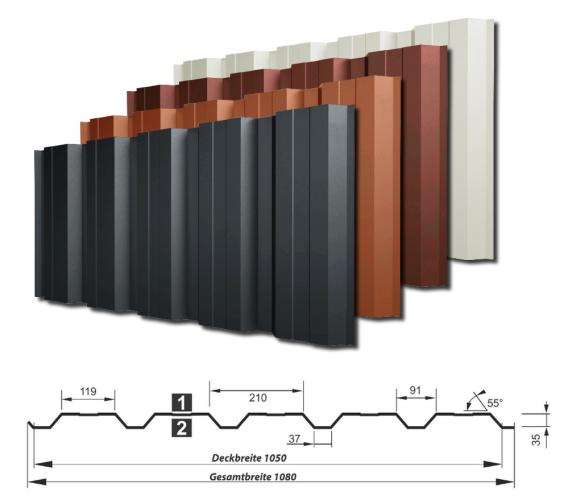 Wandblech / Trapezblech T-35DRW in vier Farben und einer Materialstärke von 0,63 mm - ideal auch für Ihre Wand